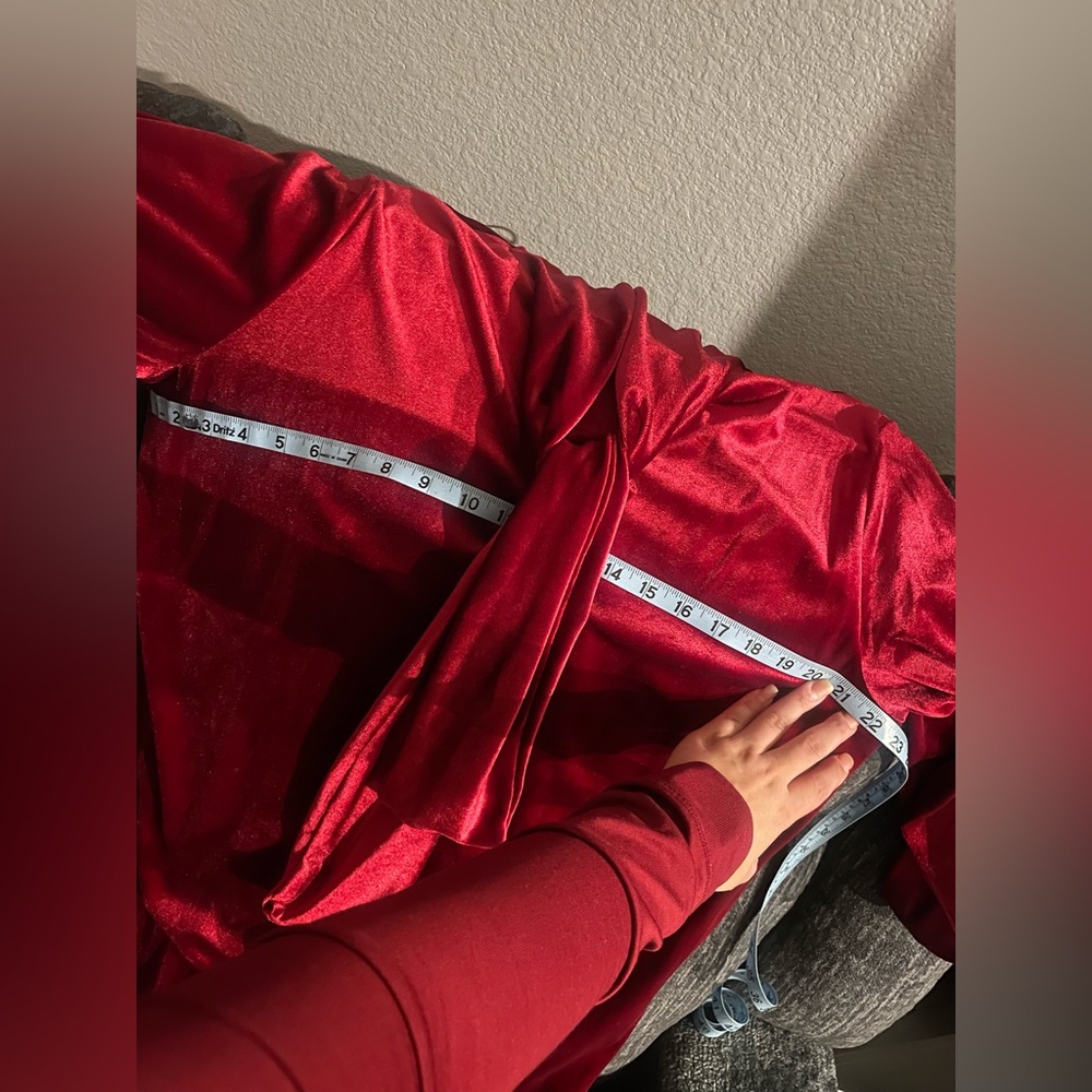 ♥️Velvet Burgundy Red Bubble Dress /w Pockets♥️ - Picture 12 of 13
